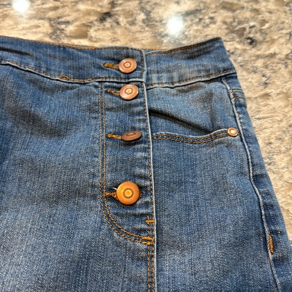 Energie | Faux Wrap Blue Jean Mini Skirt Size 13 - Picture 10 of 13
